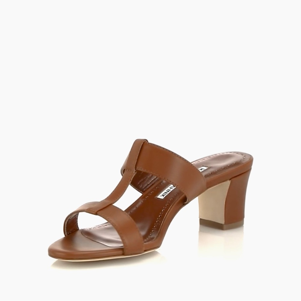 Manolo Blahnik Kesbihi 50 Leather Mules 7.5